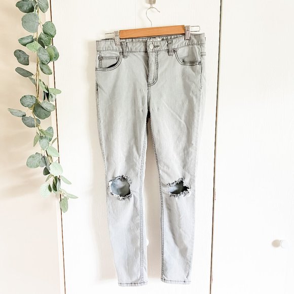 Free People Denim - Free People Busted Knee Grey Skinny Jeans